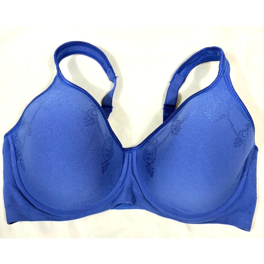 Bali Med. Bra 3388 Underwire Lined Embroidered Floral Light Padding Summer Blue - Picture 2 of 13